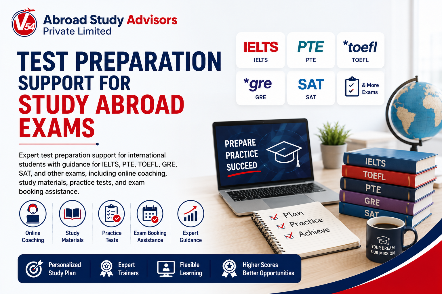 Test Preparation Support for Study Abroad Exams